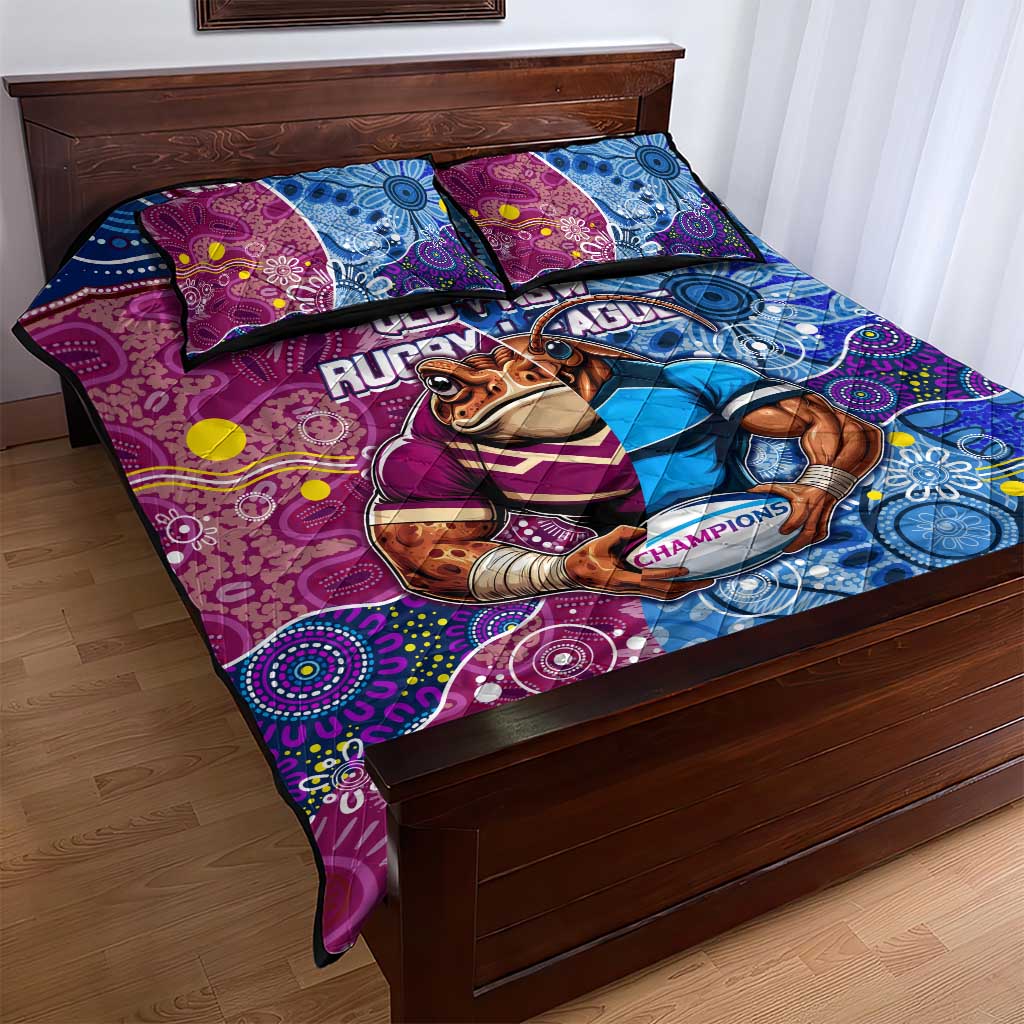 Blues Cockroaches And Maroons Cane Toads Quilt Bed Set State of Origin Aboriginal
