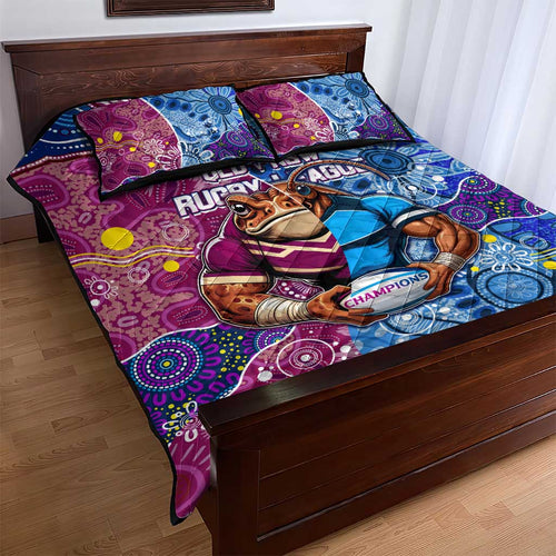 Blues Cockroaches And Maroons Cane Toads Quilt Bed Set State of Origin Aboriginal