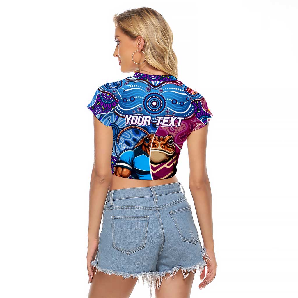 Custom Blues Cockroaches And Maroons Cane Toads Raglan Cropped T Shirt State of Origin Aboriginal