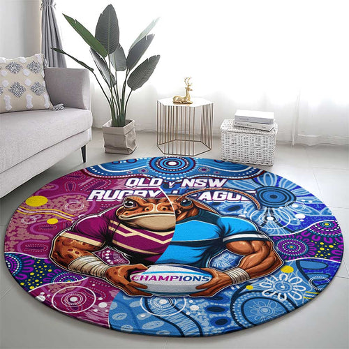 Blues Cockroaches And Maroons Cane Toads Round Carpet State of Origin Aboriginal