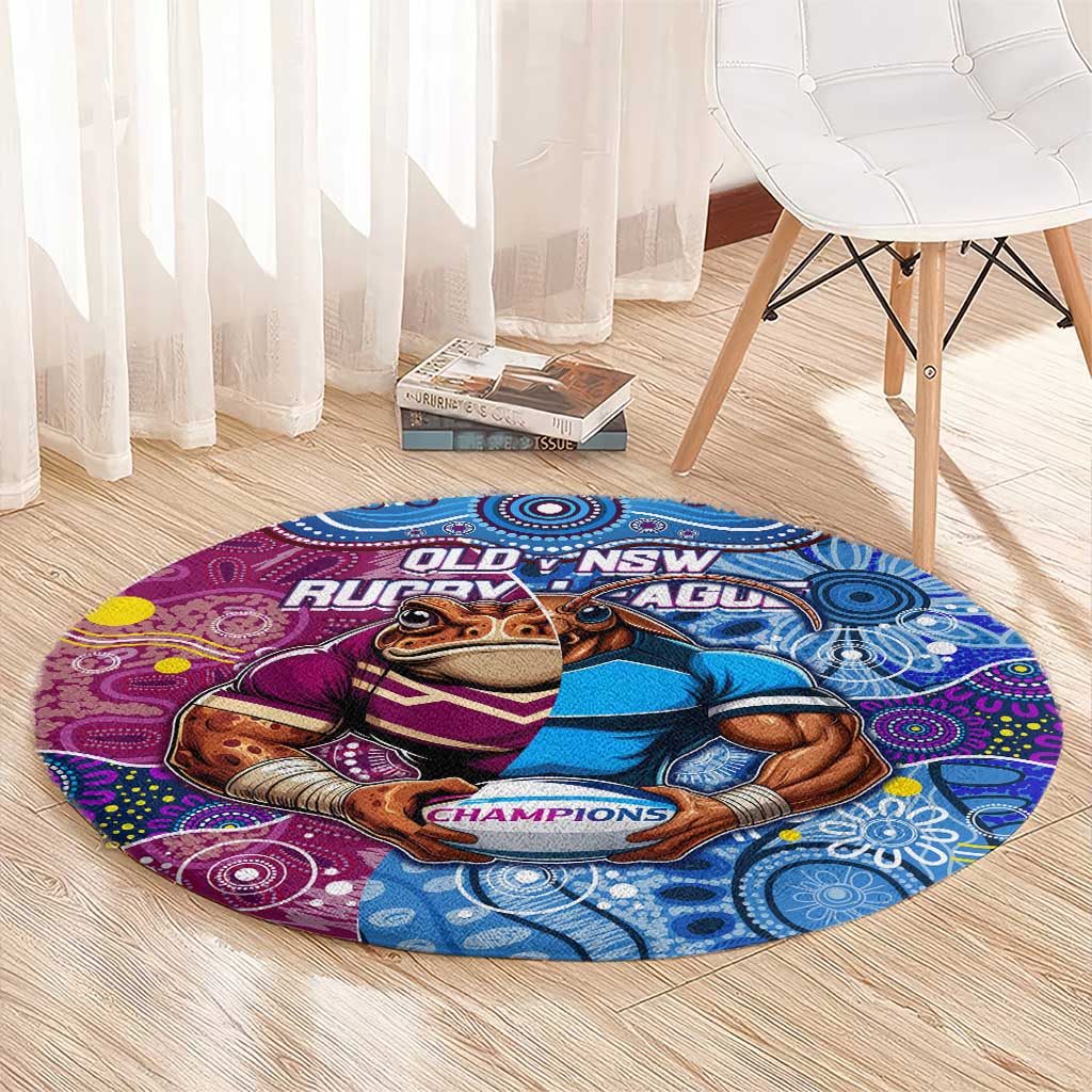 Blues Cockroaches And Maroons Cane Toads Round Carpet State of Origin Aboriginal