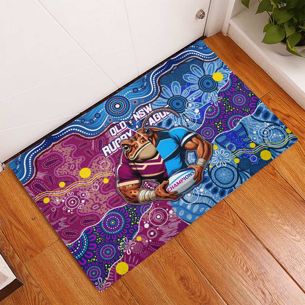 Blues Cockroaches And Maroons Cane Toads Rubber Doormat State of Origin Aboriginal