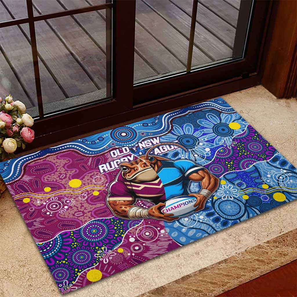 Blues Cockroaches And Maroons Cane Toads Rubber Doormat State of Origin Aboriginal