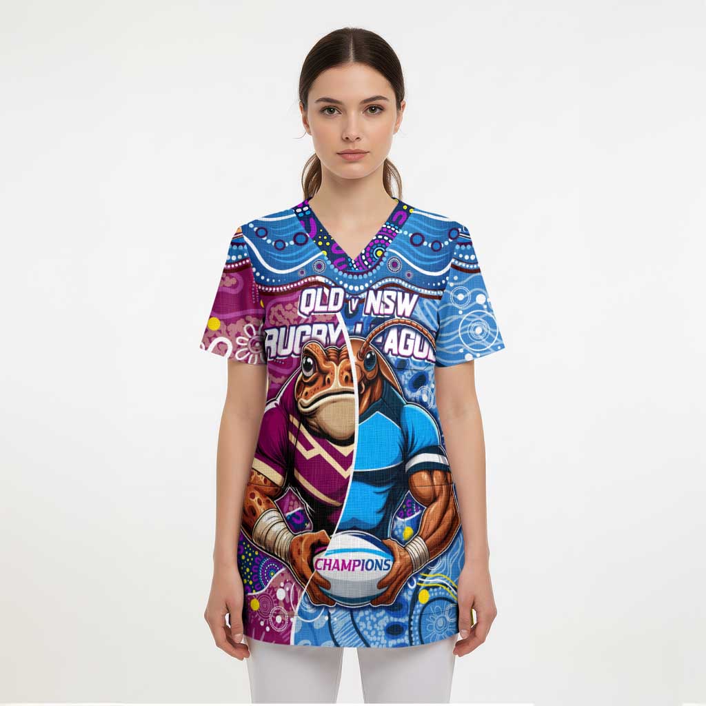Custom Blues Cockroaches And Maroons Cane Toads Scrub Top State of Origin Aboriginal - Aussie Hoodie