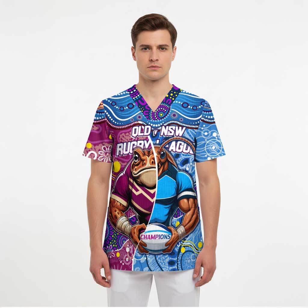 Custom Blues Cockroaches And Maroons Cane Toads Scrub Top State of Origin Aboriginal - Aussie Hoodie