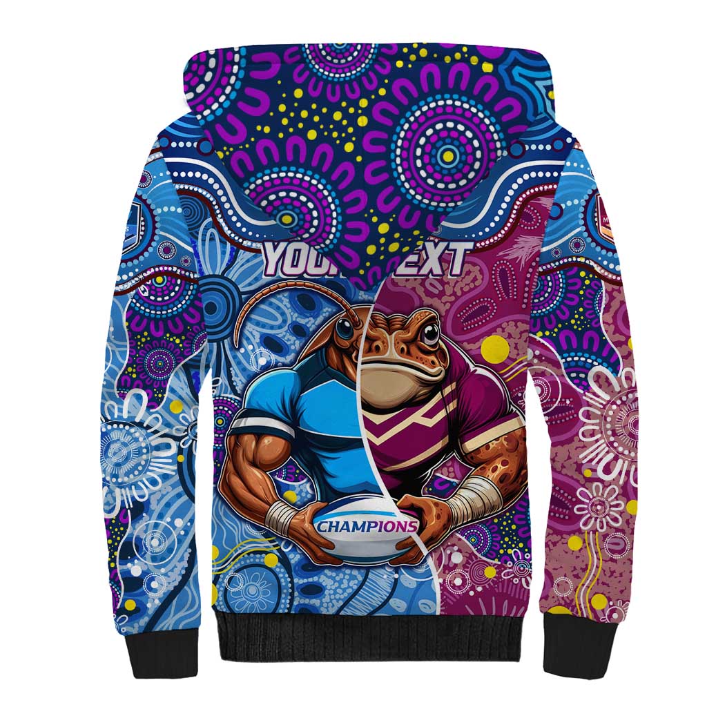 Custom Blues Cockroaches And Maroons Cane Toads Sherpa Hoodie State of Origin Aboriginal