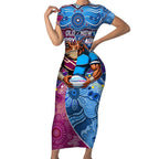 Custom Blues Cockroaches And Maroons Cane Toads Short Sleeve Bodycon Dress State of Origin Aboriginal