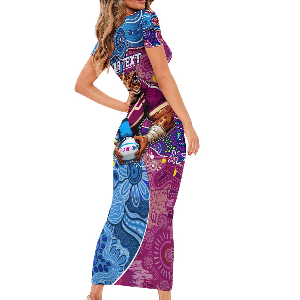 Custom Blues Cockroaches And Maroons Cane Toads Short Sleeve Bodycon Dress State of Origin Aboriginal