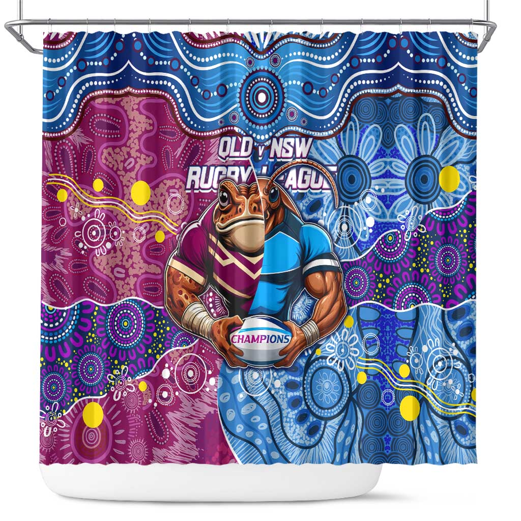 Blues Cockroaches And Maroons Cane Toads Shower Curtain State of Origin Aboriginal