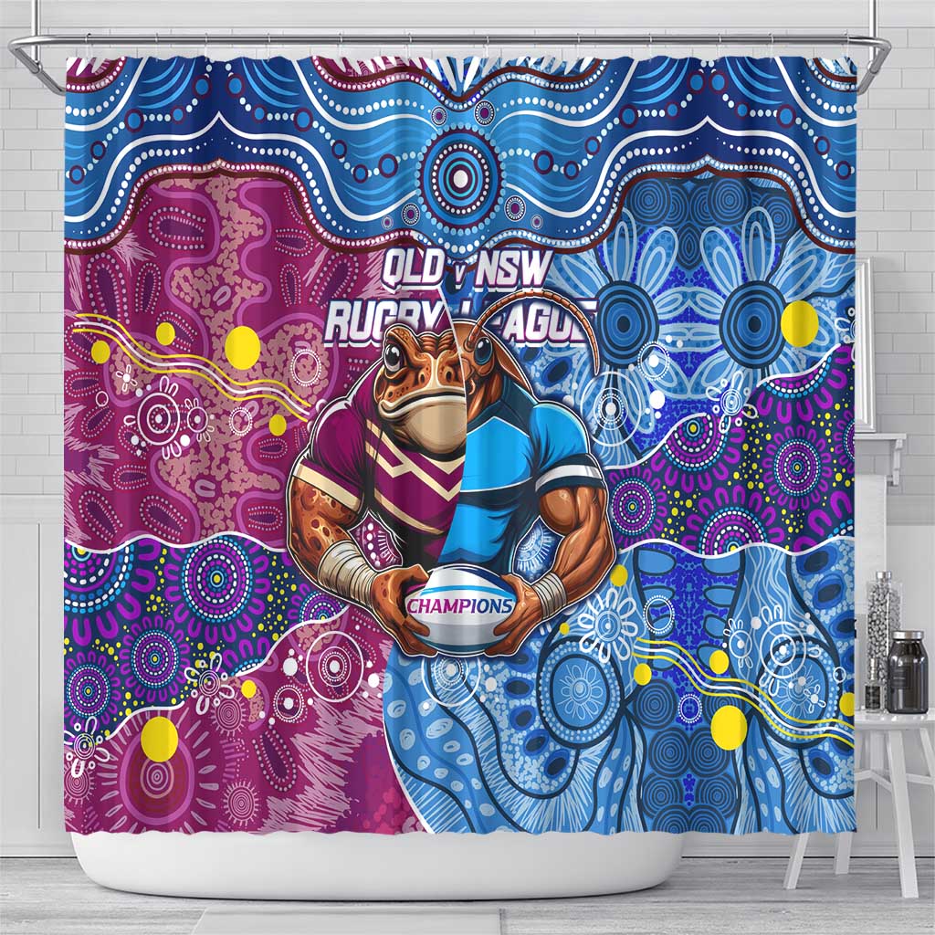 Blues Cockroaches And Maroons Cane Toads Shower Curtain State of Origin Aboriginal