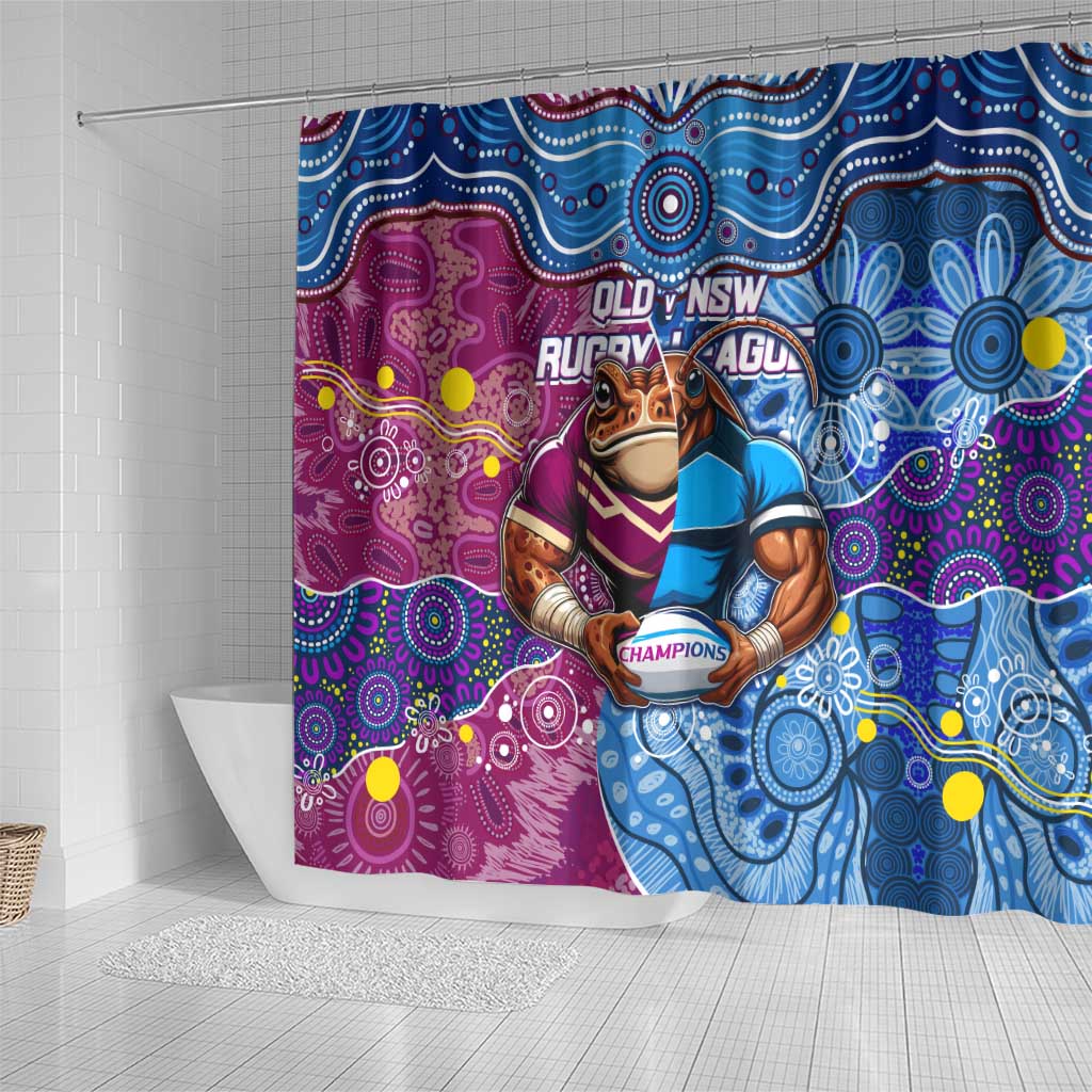 Blues Cockroaches And Maroons Cane Toads Shower Curtain State of Origin Aboriginal