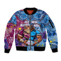Custom Blues Cockroaches And Maroons Cane Toads Sleeve Zip Bomber Jacket State of Origin Aboriginal
