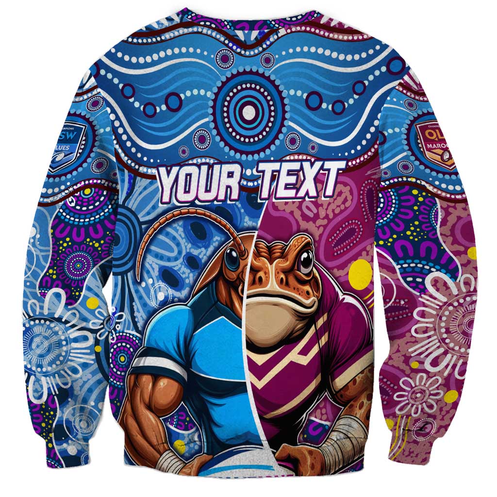 Custom Blues Cockroaches And Maroons Cane Toads Sweatshirt State of Origin Aboriginal