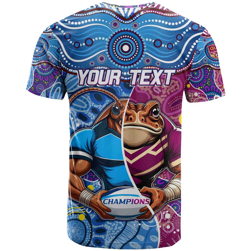 Custom Blues Cockroaches And Maroons Cane Toads T Shirt State of Origin Aboriginal