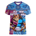 Custom Blues Cockroaches And Maroons Cane Toads Women V-Neck T-Shirt State of Origin Aboriginal
