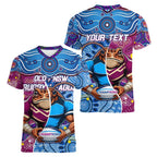 Custom Blues Cockroaches And Maroons Cane Toads Women V-Neck T-Shirt State of Origin Aboriginal