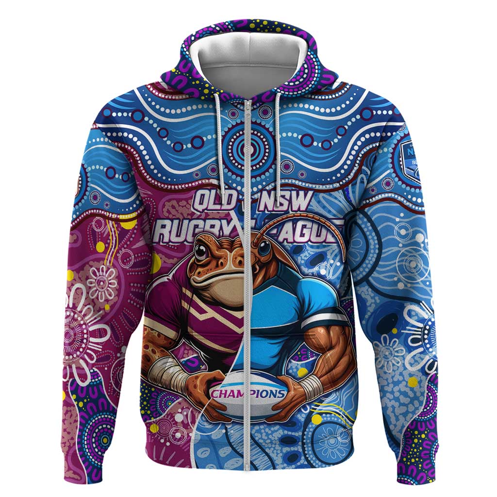 Custom Blues Cockroaches And Maroons Cane Toads Zip Hoodie State of Origin Aboriginal