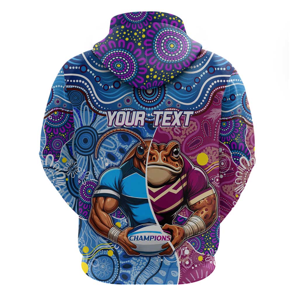 Custom Blues Cockroaches And Maroons Cane Toads Zip Hoodie State of Origin Aboriginal
