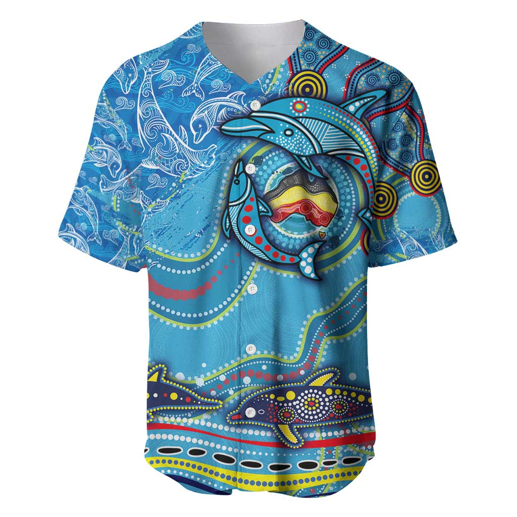 Dolphins Aboriginal Art Map Flag Australia Baseball Jersey