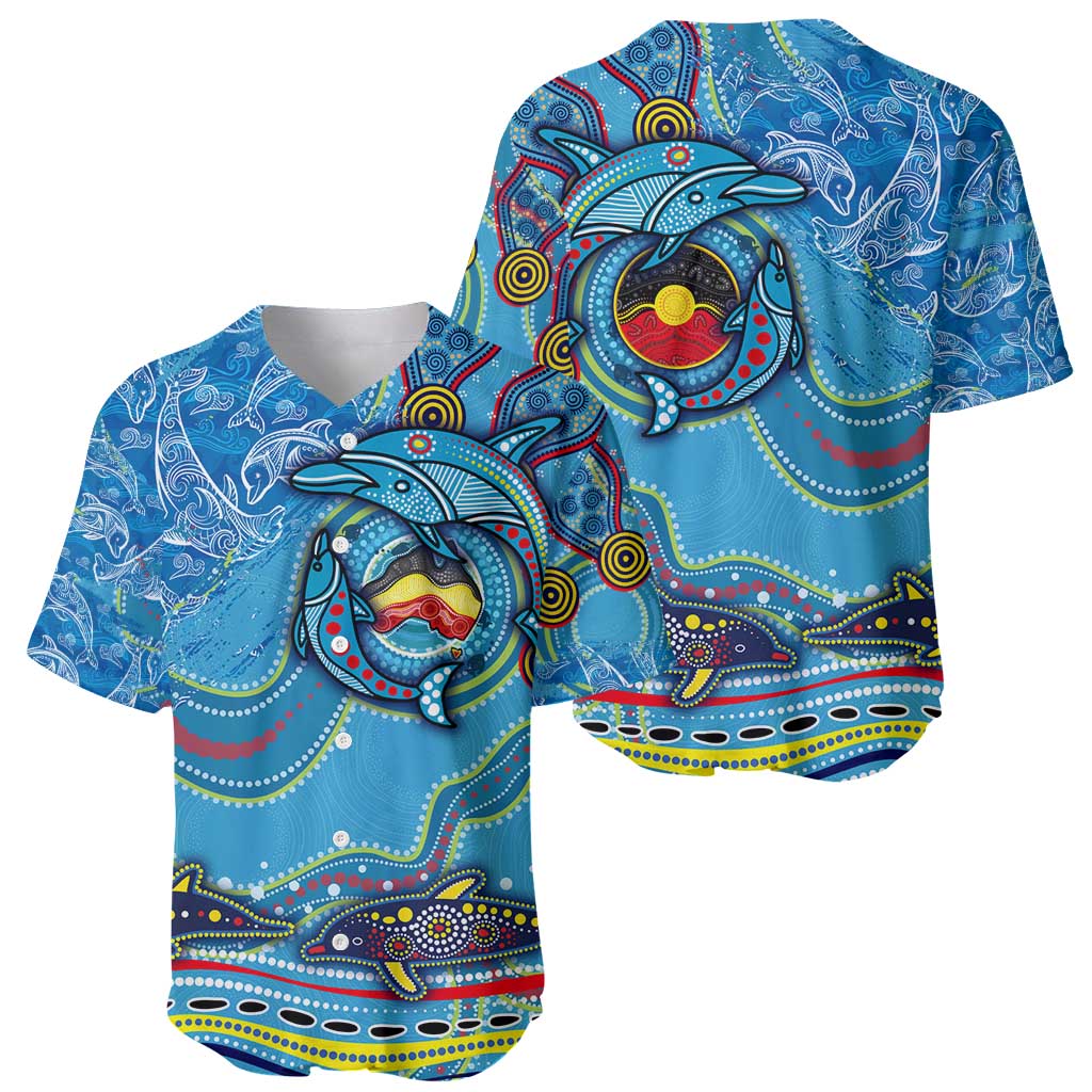 Dolphins Aboriginal Art Map Flag Australia Baseball Jersey
