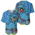 Dolphins Aboriginal Art Map Flag Australia Baseball Jersey