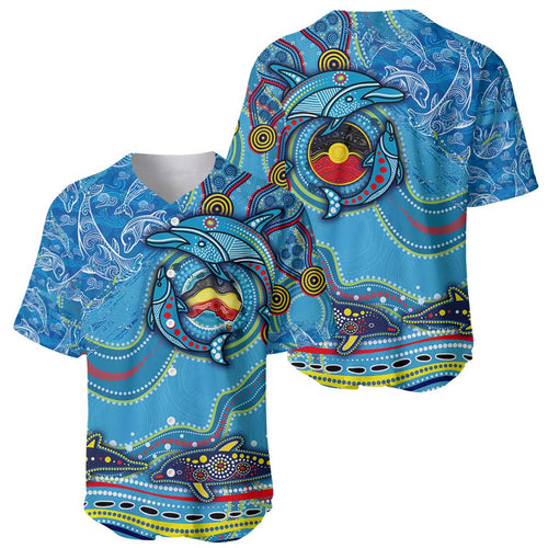 Dolphins Aboriginal Art Map Flag Australia Baseball Jersey