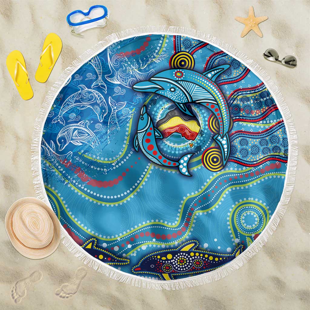 Dolphins Aboriginal Art Map Flag Australia Beach Blanket