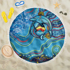 Dolphins Aboriginal Art Map Flag Australia Beach Blanket