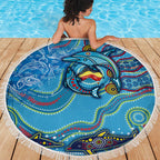 Dolphins Aboriginal Art Map Flag Australia Beach Blanket