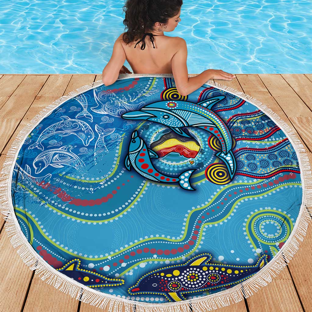 Dolphins Aboriginal Art Map Flag Australia Beach Blanket