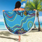 Dolphins Aboriginal Art Map Flag Australia Beach Blanket