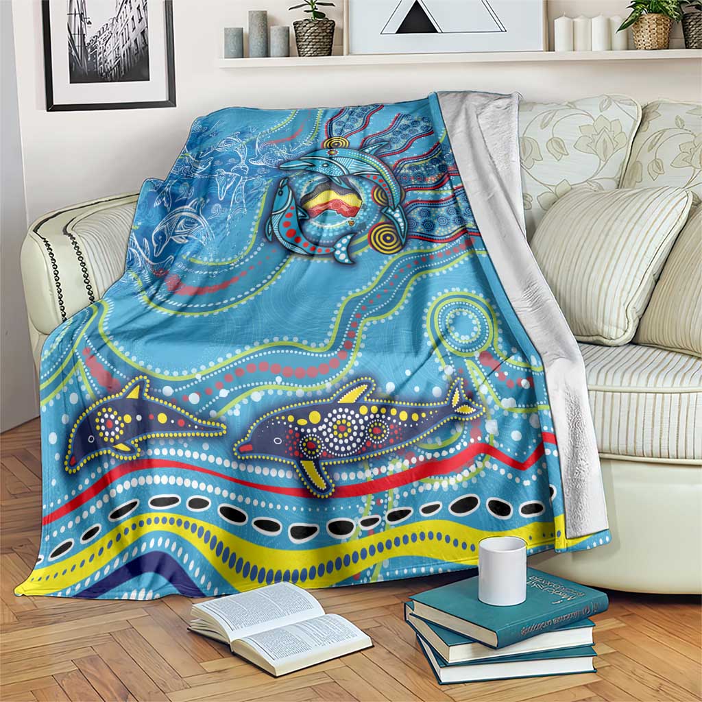 Dolphins Aboriginal Art Map Flag Australia Blanket