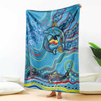 Dolphins Aboriginal Art Map Flag Australia Blanket
