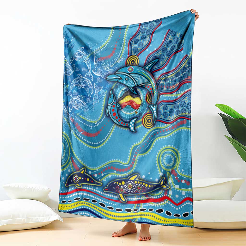 Dolphins Aboriginal Art Map Flag Australia Blanket