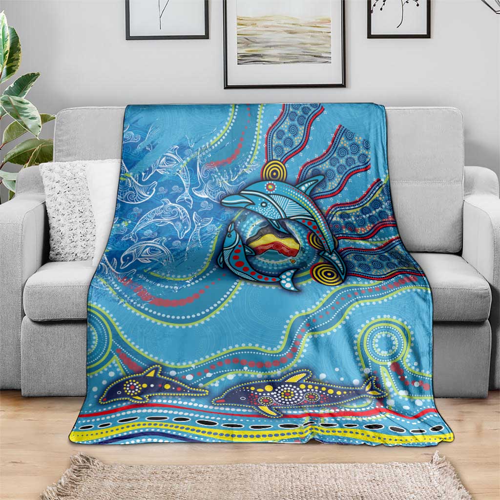 Dolphins Aboriginal Art Map Flag Australia Blanket