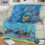 Dolphins Aboriginal Art Map Flag Australia Blanket