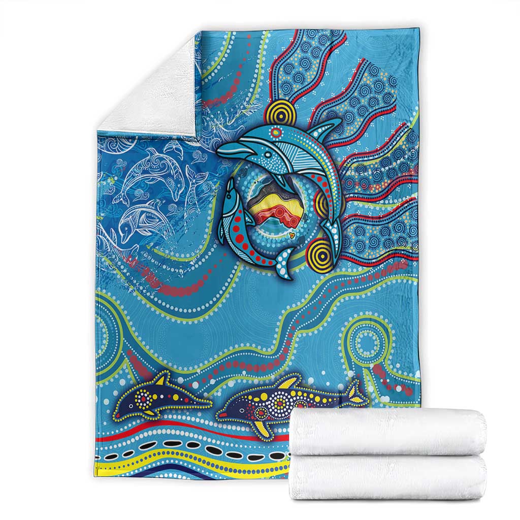 Dolphins Aboriginal Art Map Flag Australia Blanket