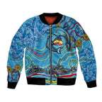Dolphins Aboriginal Art Map Flag Australia Bomber Jacket