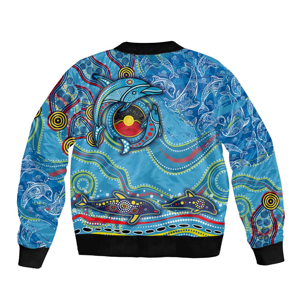 Dolphins Aboriginal Art Map Flag Australia Bomber Jacket