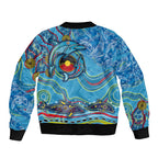 Dolphins Aboriginal Art Map Flag Australia Bomber Jacket