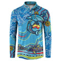 Dolphins Aboriginal Art Map Flag Australia Button Sweatshirt