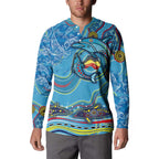 Dolphins Aboriginal Art Map Flag Australia Button Sweatshirt