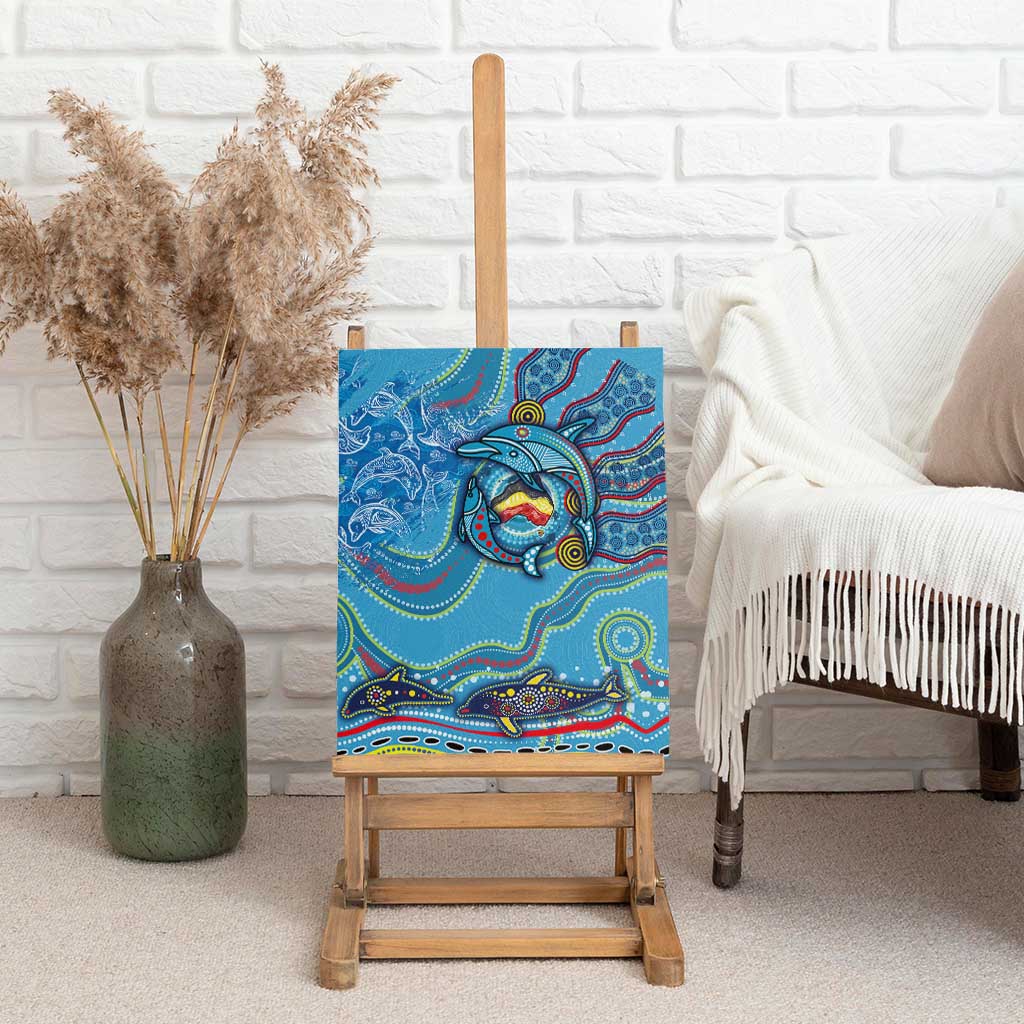Dolphins Aboriginal Art Map Flag Australia Canvas Wall Art