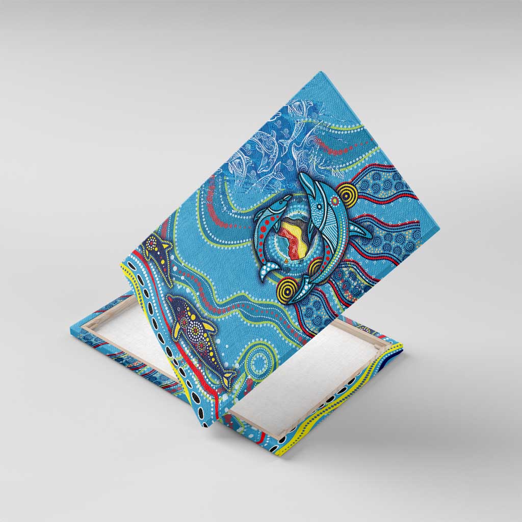 Dolphins Aboriginal Art Map Flag Australia Canvas Wall Art