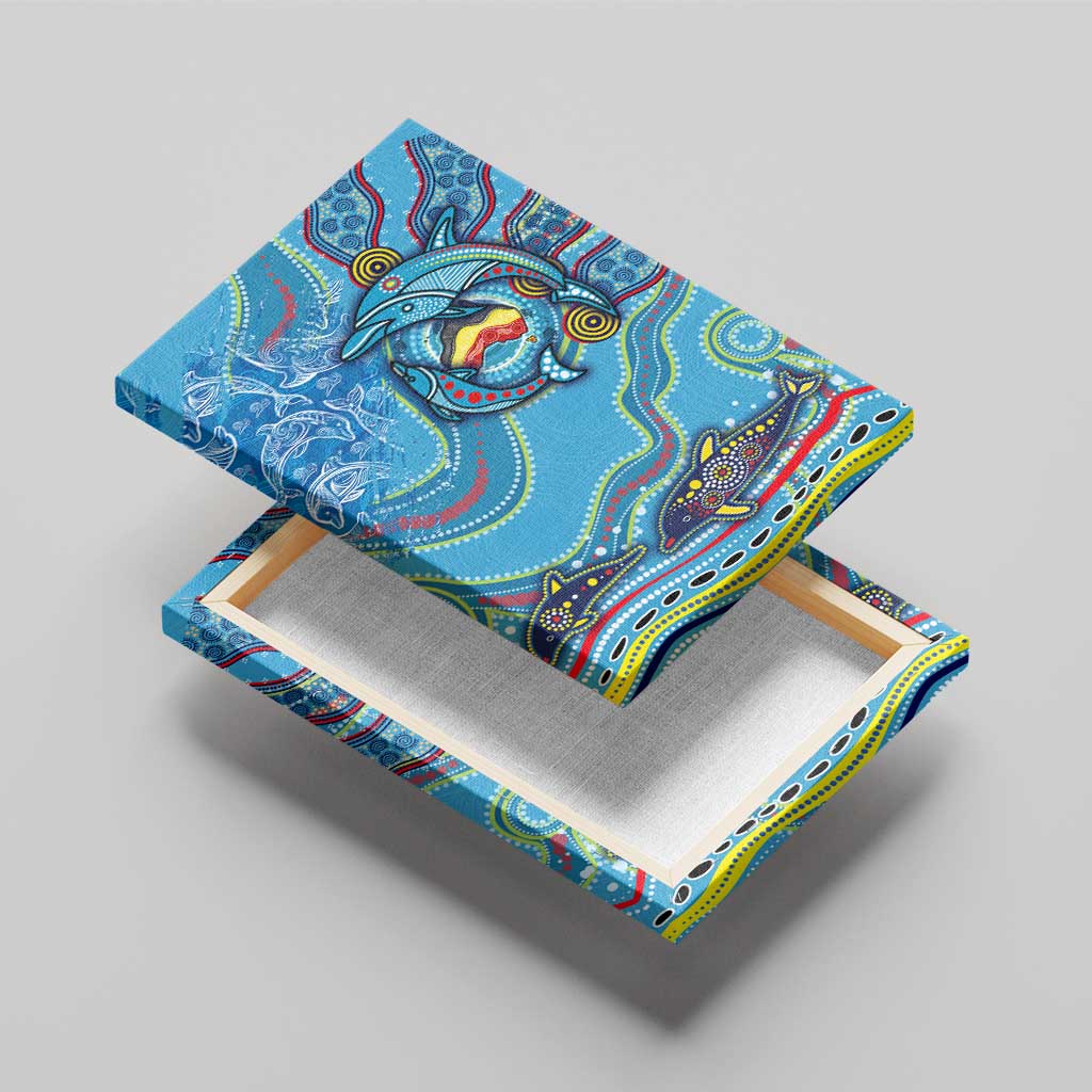 Dolphins Aboriginal Art Map Flag Australia Canvas Wall Art