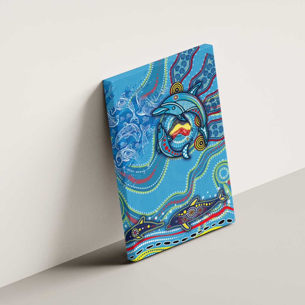 Dolphins Aboriginal Art Map Flag Australia Canvas Wall Art