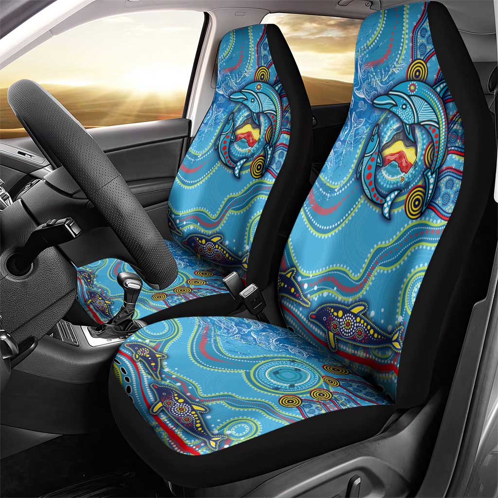 Dolphins Aboriginal Art Map Flag Australia Car Seat Cover