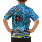 Dolphins Aboriginal Art Map Flag Australia Family Matching Long Sleeve Bodycon Dress and Hawaiian Shirt