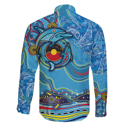 Dolphins Aboriginal Art Map Flag Australia Family Matching Long Sleeve Bodycon Dress and Hawaiian Shirt