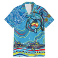 Dolphins Aboriginal Art Map Flag Australia Family Matching Mermaid Dress and Hawaiian Shirt